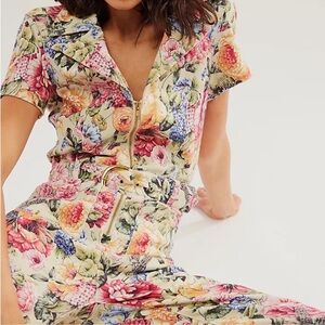 Show me your MuMu Floral Quilted Short-Sleeve Jumpsuit in Multi